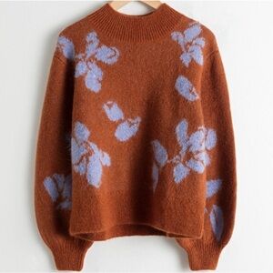 & Other Stories Mock Neck Floral Mohair Sweater Size Small